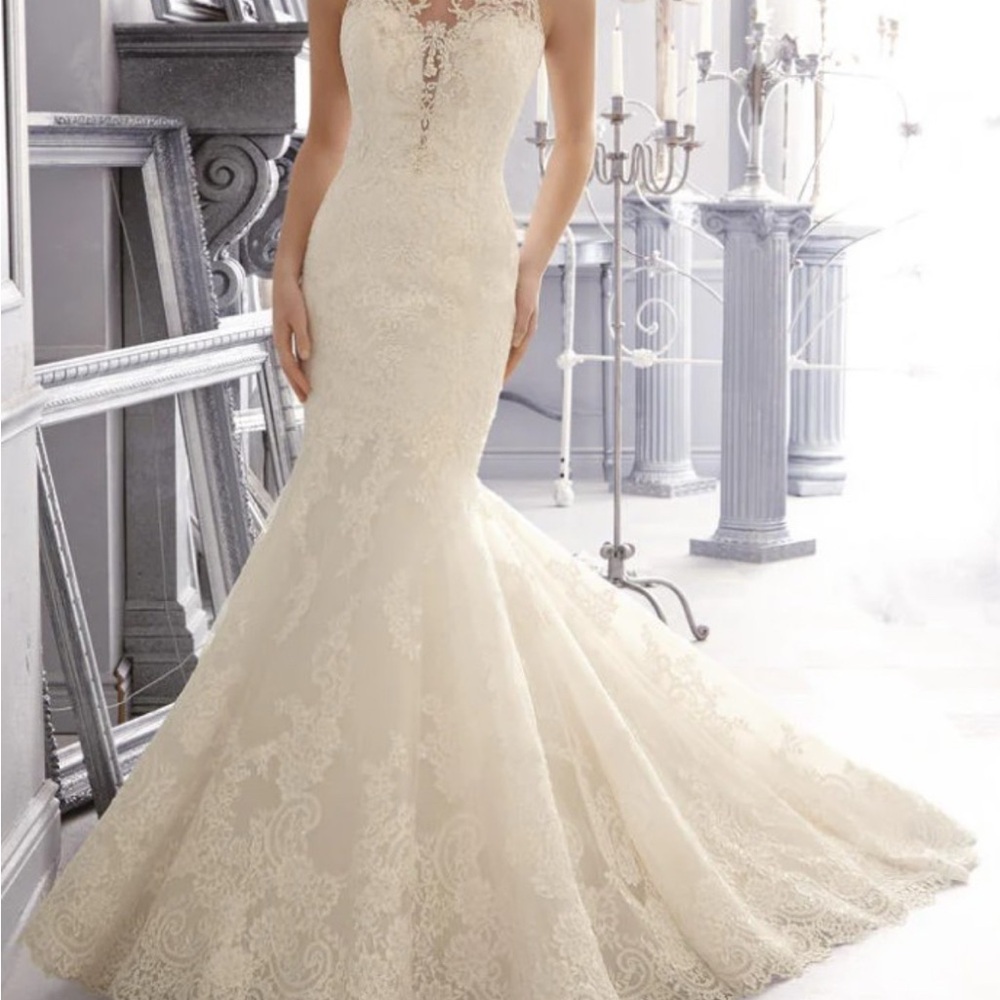 Elegant Cream Lace Wedding Dress